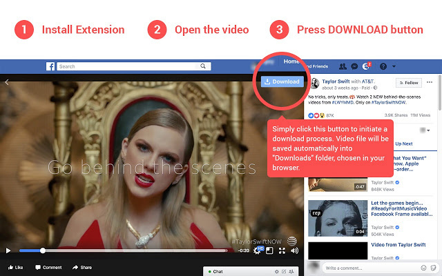 Facebook video download chrome extension